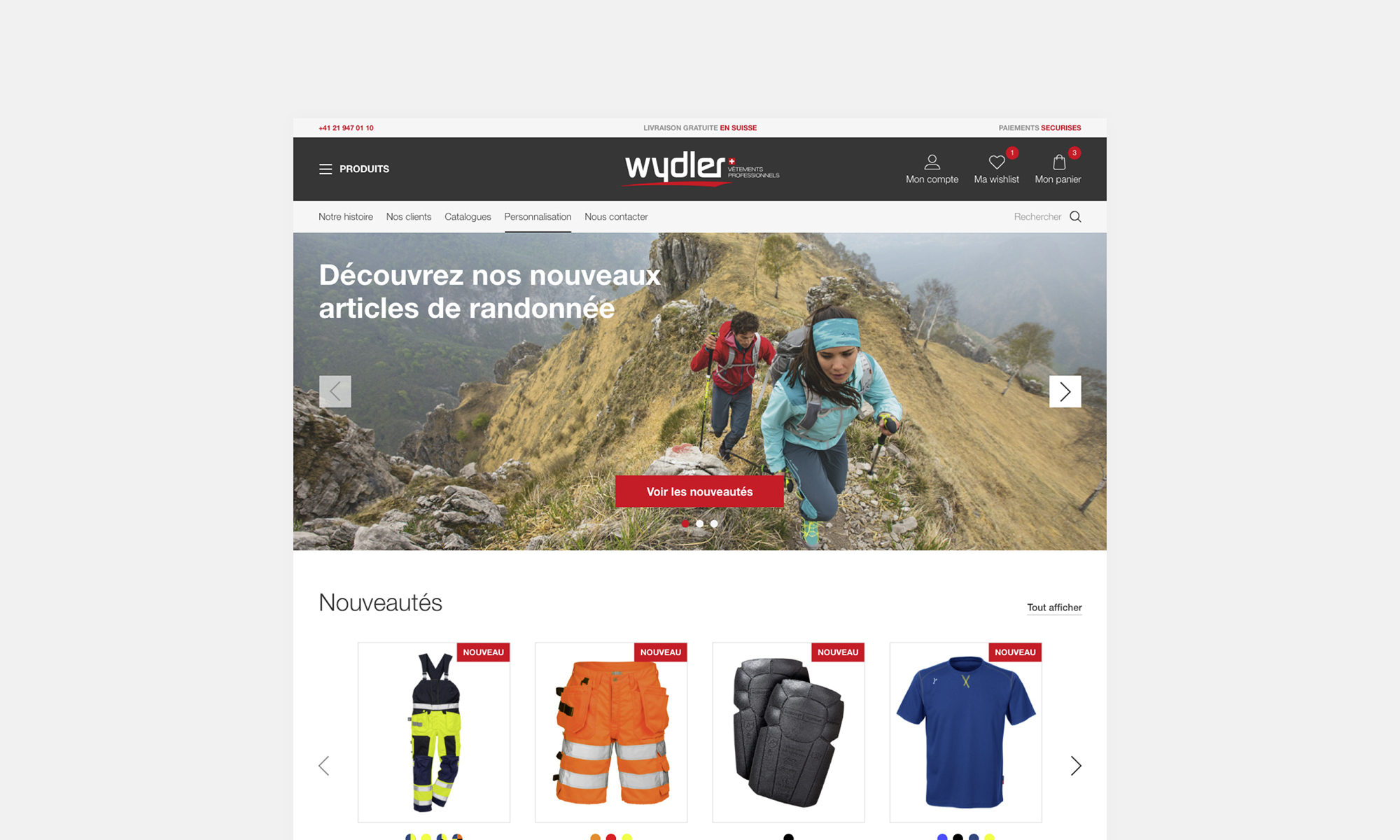 Page d'accueil du site Wydler SA