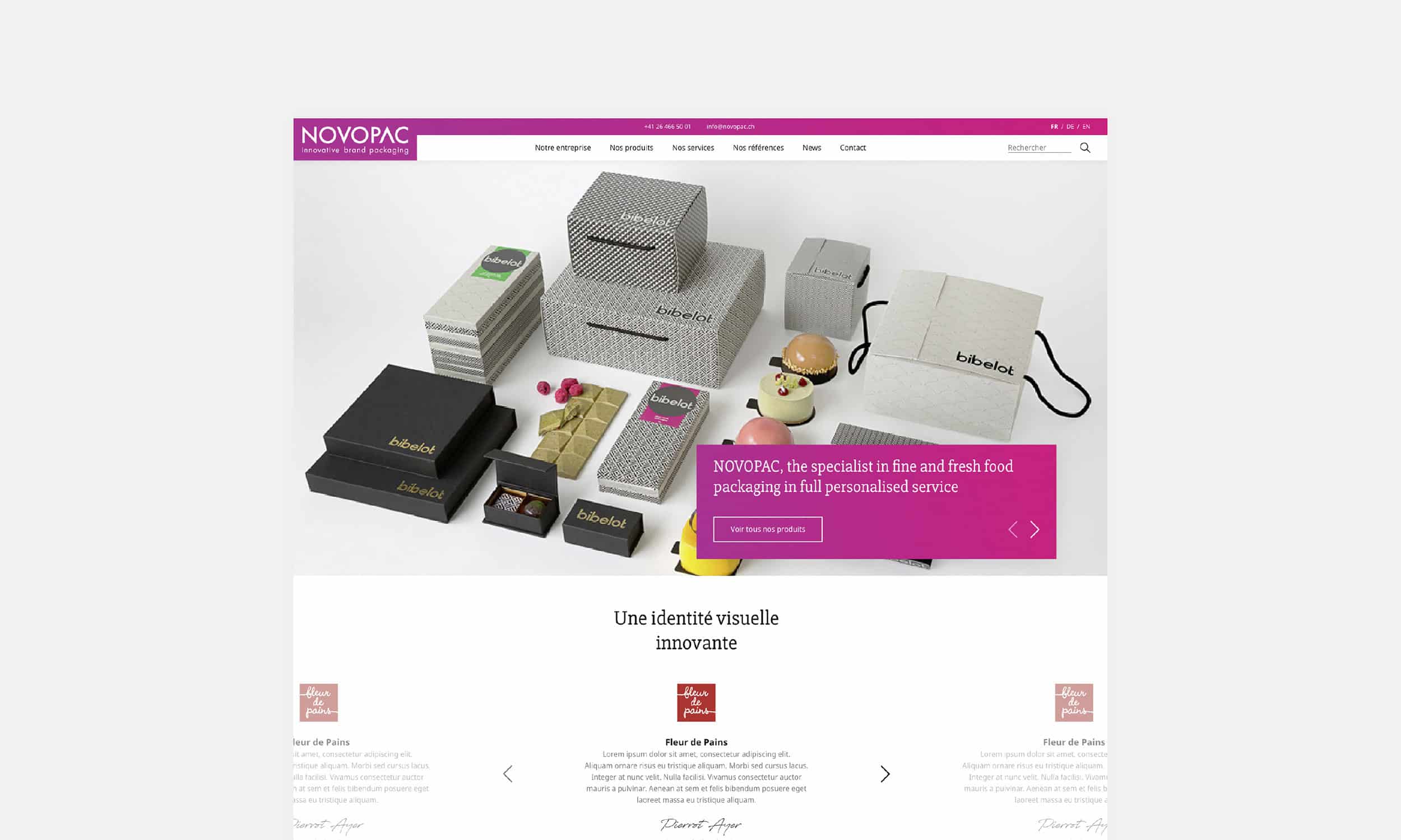 Page d'accueil du site Novopac