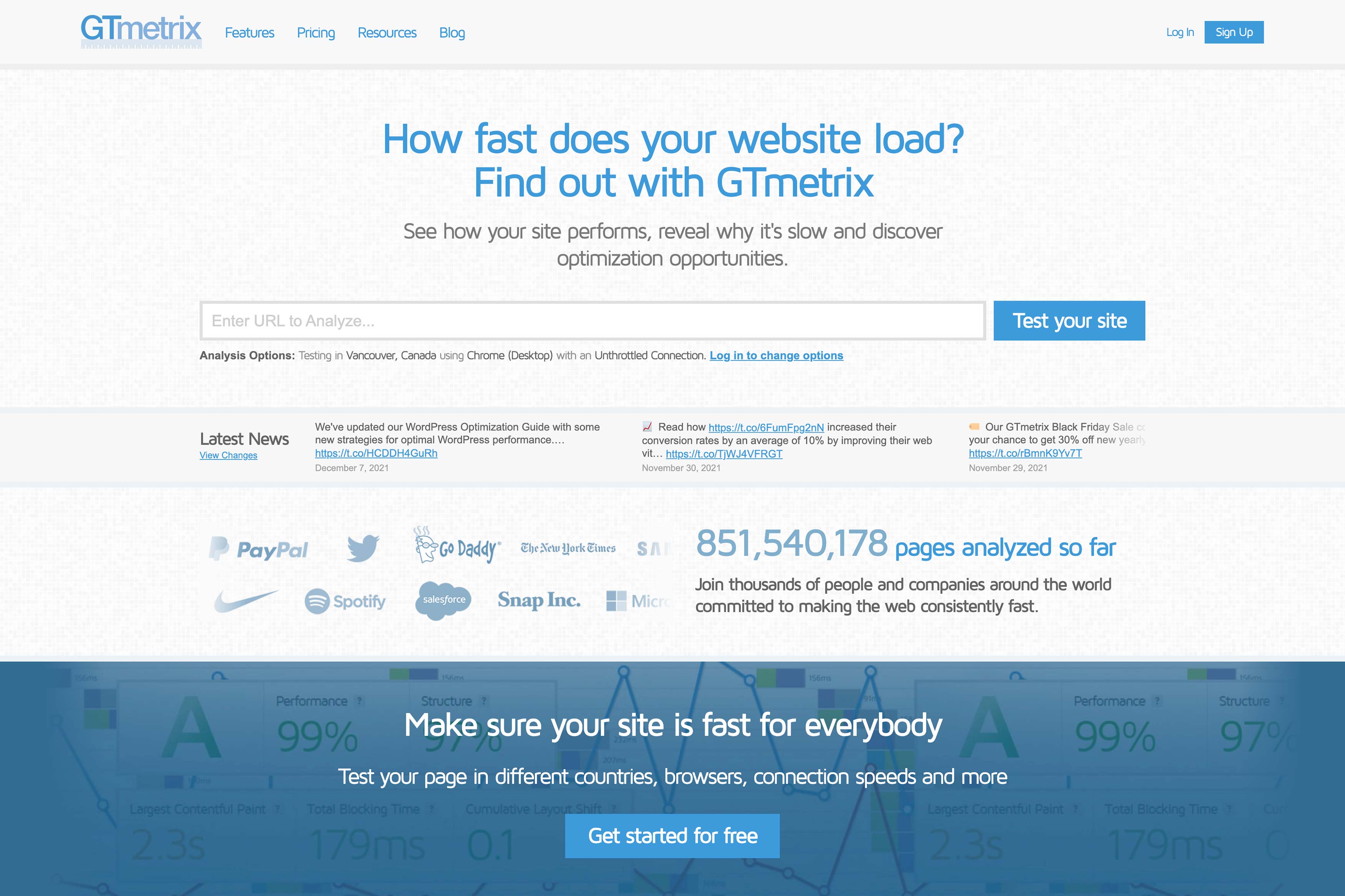 GTmetrix Website Performance Testing and Monitoring