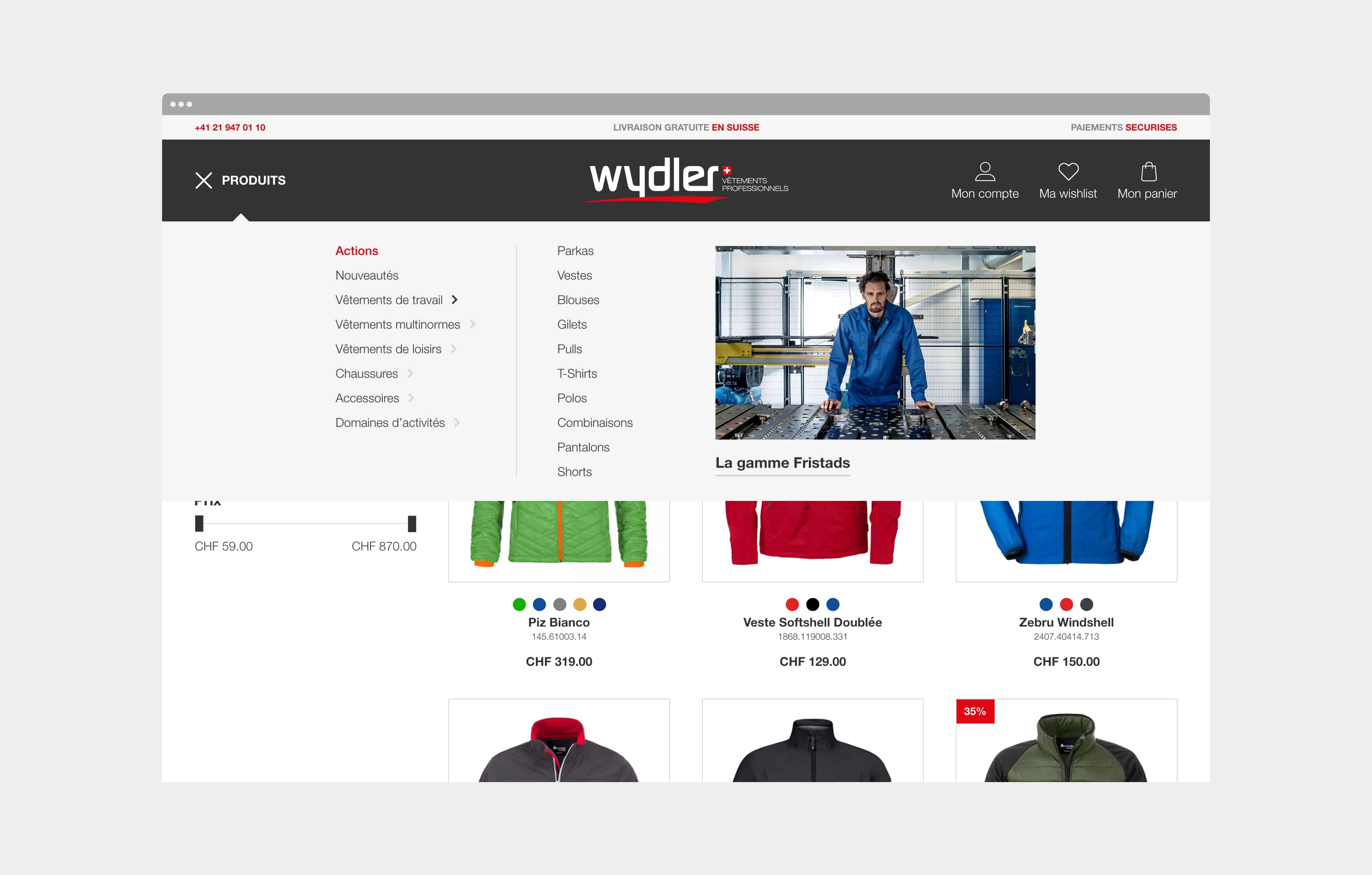 Création d'un site e-commerce à Fribourg pour Wydler SA